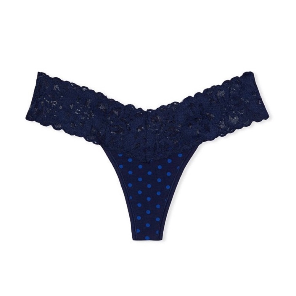 Victoria’s Secret polka dot thong panty with lace trim at the waist - Picture 2 of 3